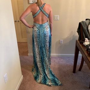 Stunning, blue sequin prom dress